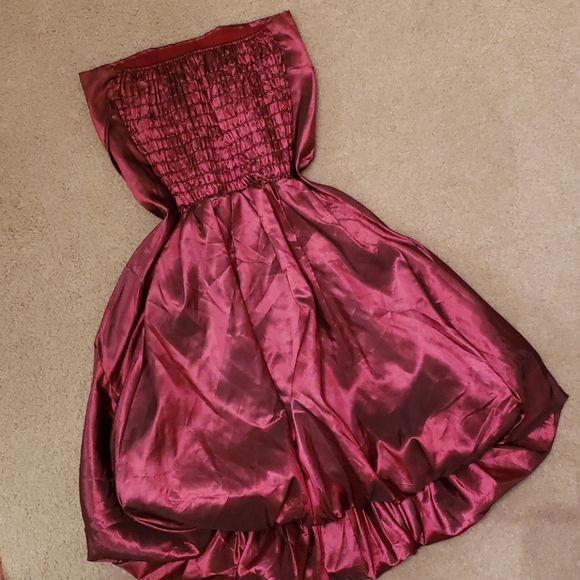 Vintage Formal Plum Wine Purple Formal Strapless Bubble Mini Dress - Picture 8 of 13